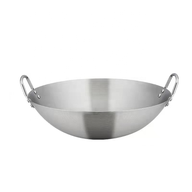 30cm-60cm cookware Stainless Steel Wok double ear Big wok with handles kitchen stainless wok pan