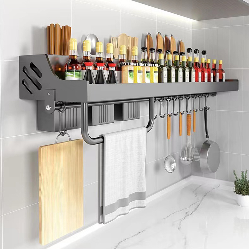 wall install knife rack kitchen stainless steel spice Storage Holders Racks