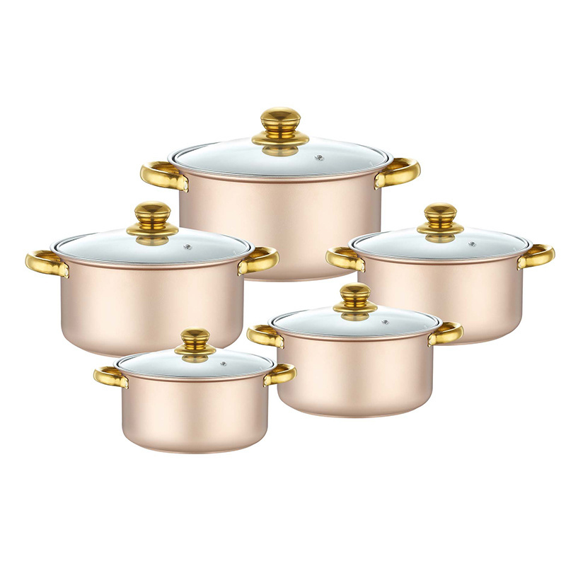 Wholesale cookware set Stock Pot 10pcs Stainless Steel Cooking pots kitchenware Induction casseroles