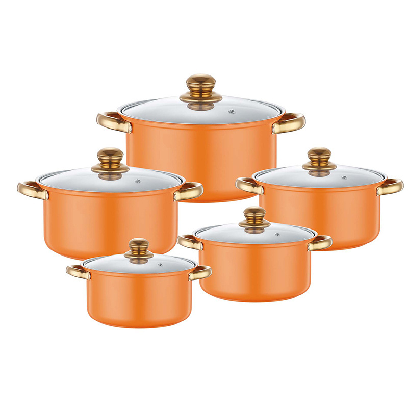 Wholesale cookware set Stock Pot 10pcs Stainless Steel Cooking pots kitchenware Induction casseroles