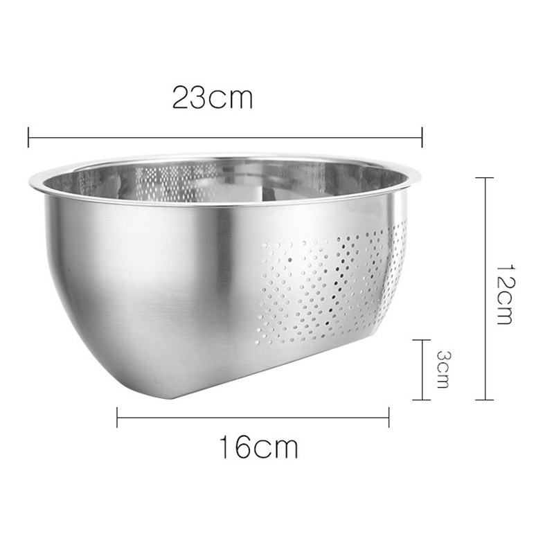 wholesale Stainless steel kitchen draining basket set rice washing mixing bowl colanders and strainers basket