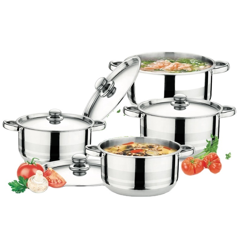 Homeuse Stainless Steel 8 pcs cooking pot sets kitchen utensil nonstick pots sets maemites inox Casserole