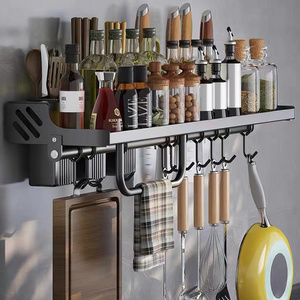 Wallmounted 80cm Spice Storage shelf Kitchen knife Organizer rack Spoon Utensils Holder With Towel Hanger metal knife shelf