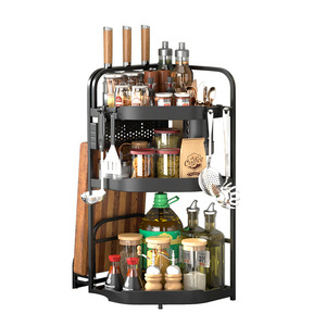 Hot Sale Double-layers Kitchen Spice Storage Rack Easy installation kitchen Organizer holder wall mounted shelf