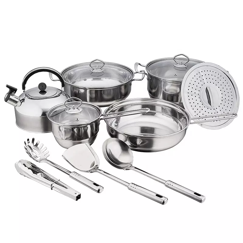 casserole stainless steel cookware kitchen pot set marmites inox cooking set with kettle