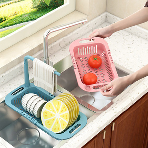 2024 Hot Selling Plastic PP Draining vegetables fruits cleaning reusable drain basket Over the Sink Colander Strainer Basket