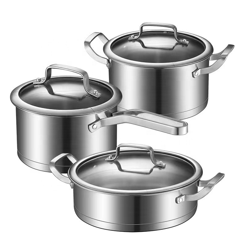 High quality 6pcs stainless steel 304 cookware set cooking pot kitchenware ollas de cocin induction pots and pans