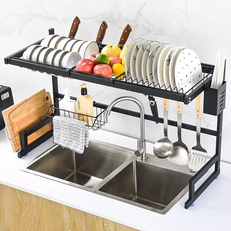 Kitchen Shelf tableware Organizer Bowl Plate Drying Rack Stainless Steel Over the Sink Dish Drainer Rack