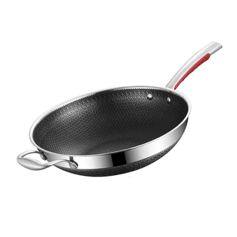 home Kitchen Cookware 34cm Tri ply Stainless steel 304 nonstick frying pan Double handles wok