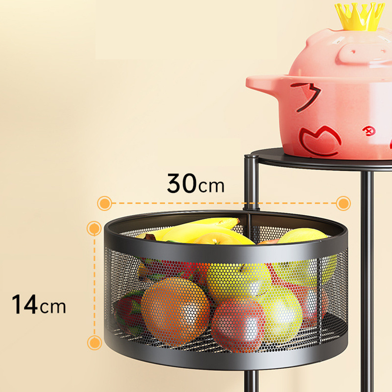 5 Layer 360 Degree Rotating Vegetable Rack Kitchen Floor Multi-functional Square Fruit And Vegetable Basket Storage Rack