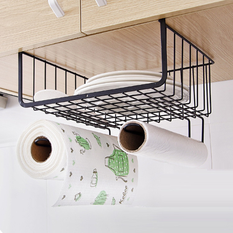 Kitchen Metal Hanging Baskets Household cabinet shelf Carbon Steel Hanging Storage Baskets Organizer For Cabinet Wardrobe