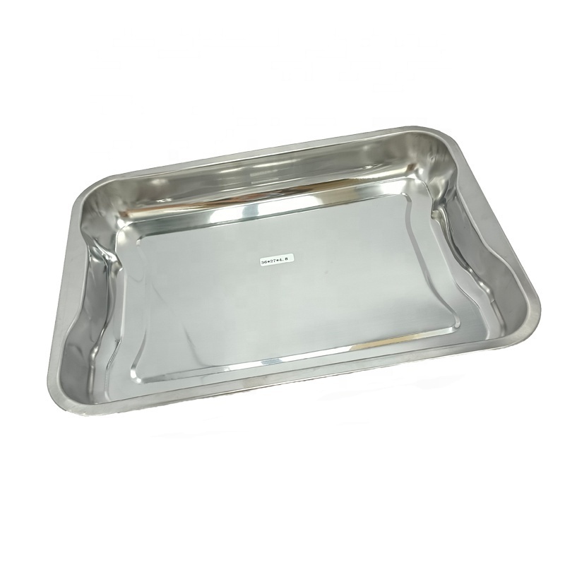 Stainless steel large size square shape plate Multi size food serving tray