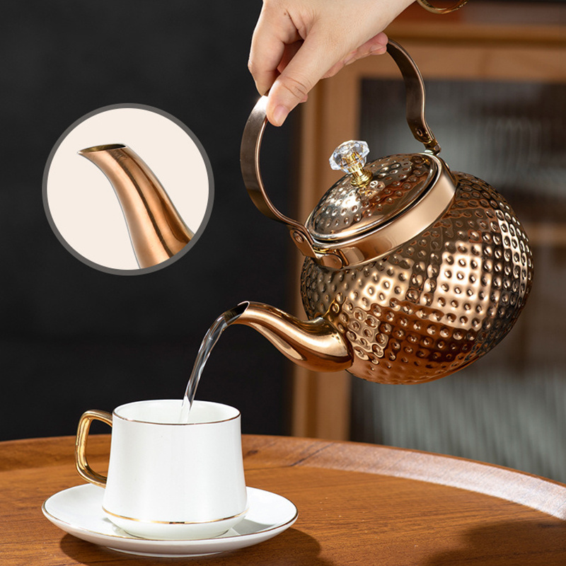 Stainless Steel gold Copper Teapot Whistling Kettle Hot Water Tea Pot 2L TeaPots Kettles