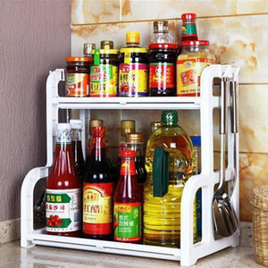 wholesale kitchen storage rack 2 layer plastic organize holder spice rack Large capacity household storage holder