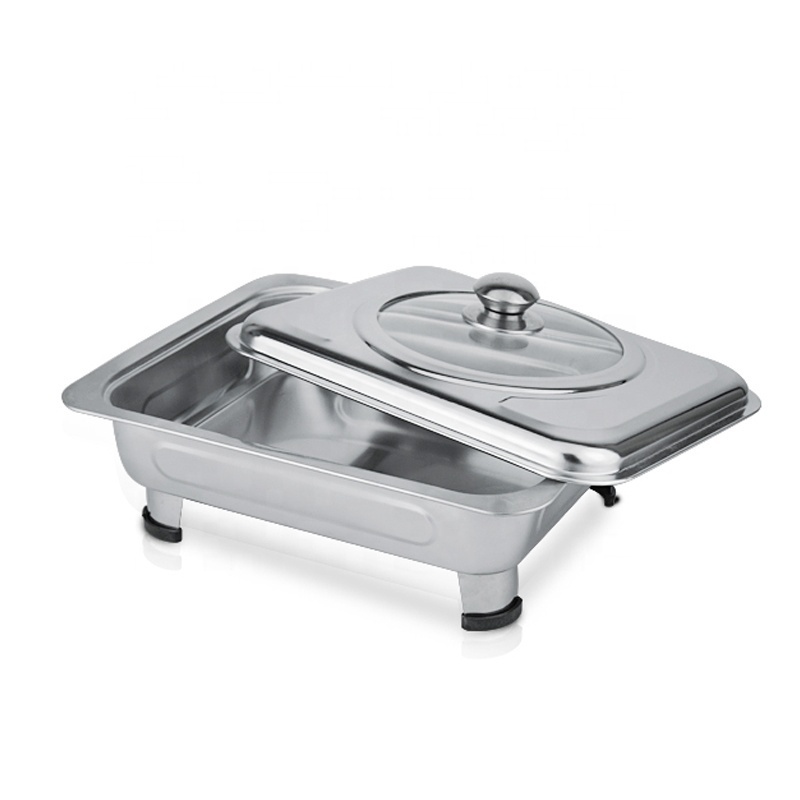 stainless steel camping food dish square furnace plate glass lid buffer stove restaurant buffet food dishes plate