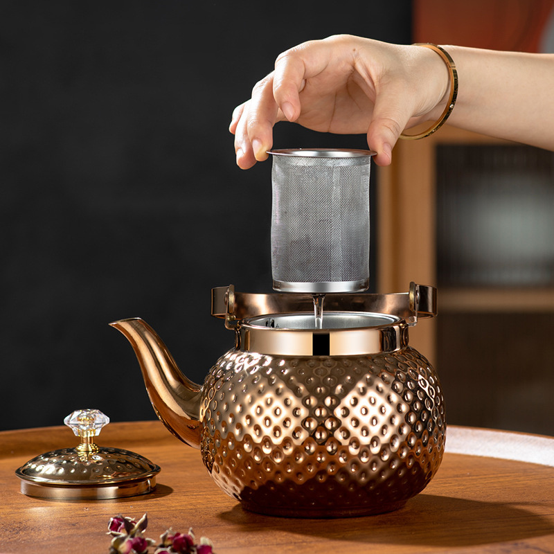 wholesale stainless steel tea kettle luxurious gold kettle Induction teapot