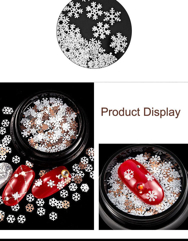 Snowflake Nail Art Sequins 3D Nail Decals Manicure Decoration Tools Christmas Nail Glitters with Tweezers