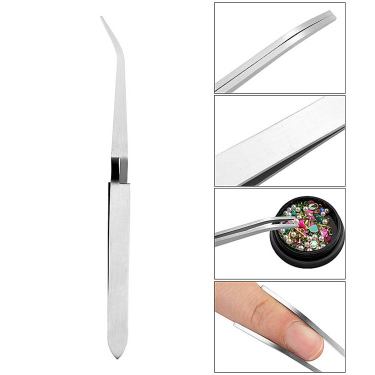 Stainless Steel X-shaped Nail Tweezers Clip Professional Nail Tools Shaping Clamp Eyelash Grafting Clip