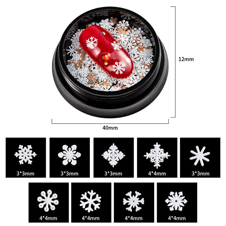 Snowflake Nail Art Sequins 3D Nail Decals Manicure Decoration Tools Christmas Nail Glitters with Tweezers