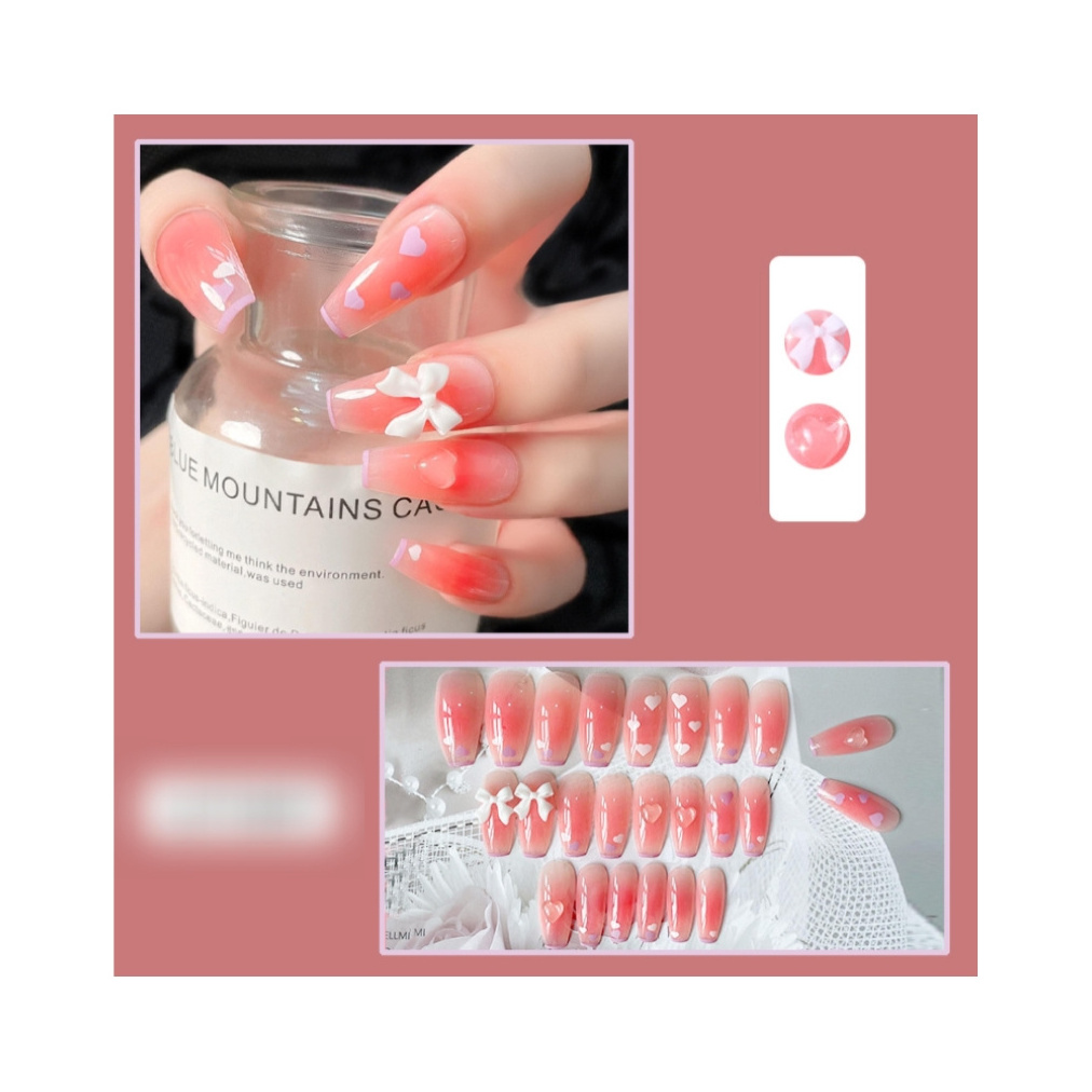 Wearable Artificial Nails 24pcs/set Packaging Box Rainbow Ballerina Full Cover False Nail Long Coffin Press on Nails