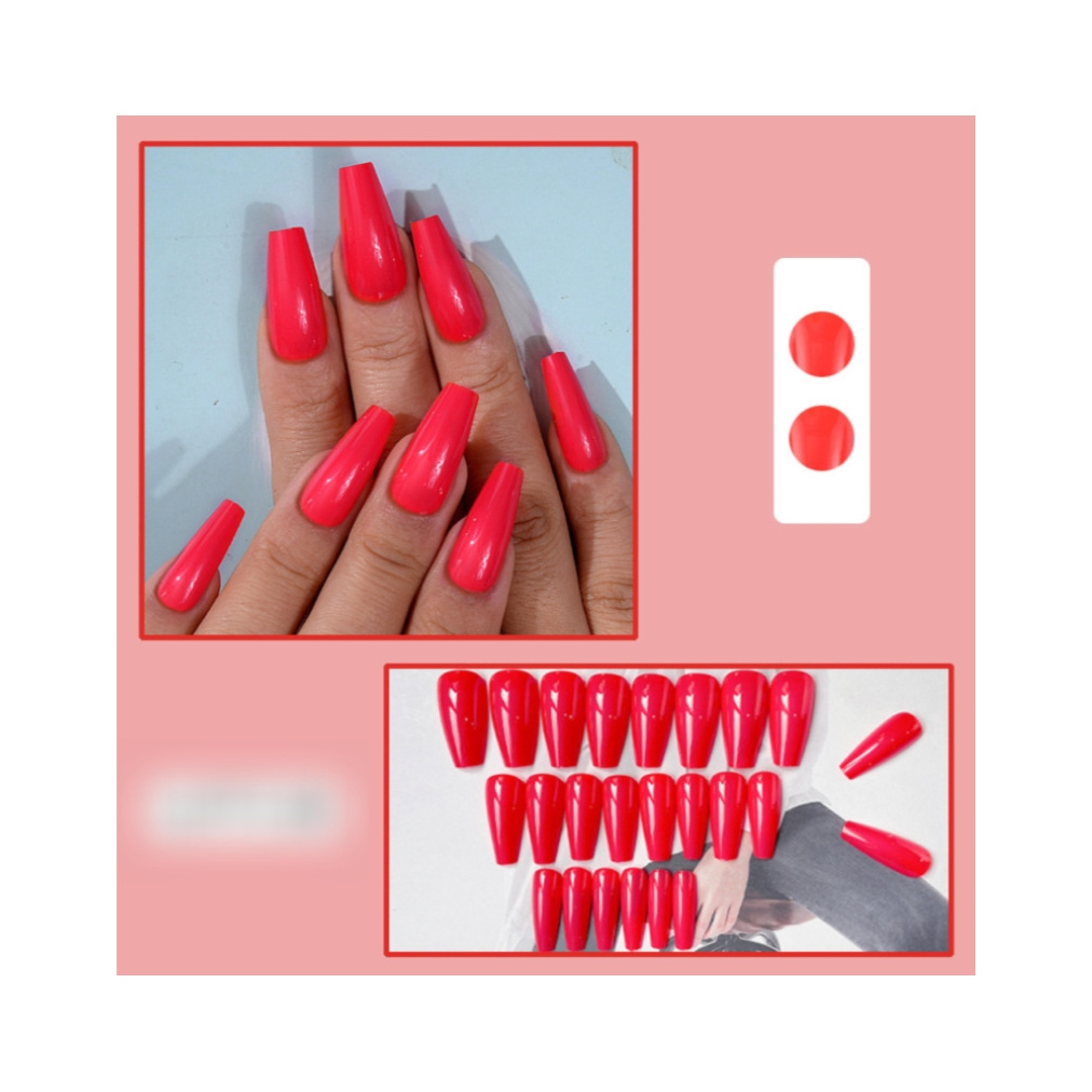 Wearable Artificial Nails 24pcs/set Packaging Box Rainbow Ballerina Full Cover False Nail Long Coffin Press on Nails