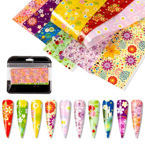 4*20cm 10 Sheets Mixed Styles in Bag Flower Pattern Transfer Foil Nail Art Sticker Decals Film DIY Manicure Tips