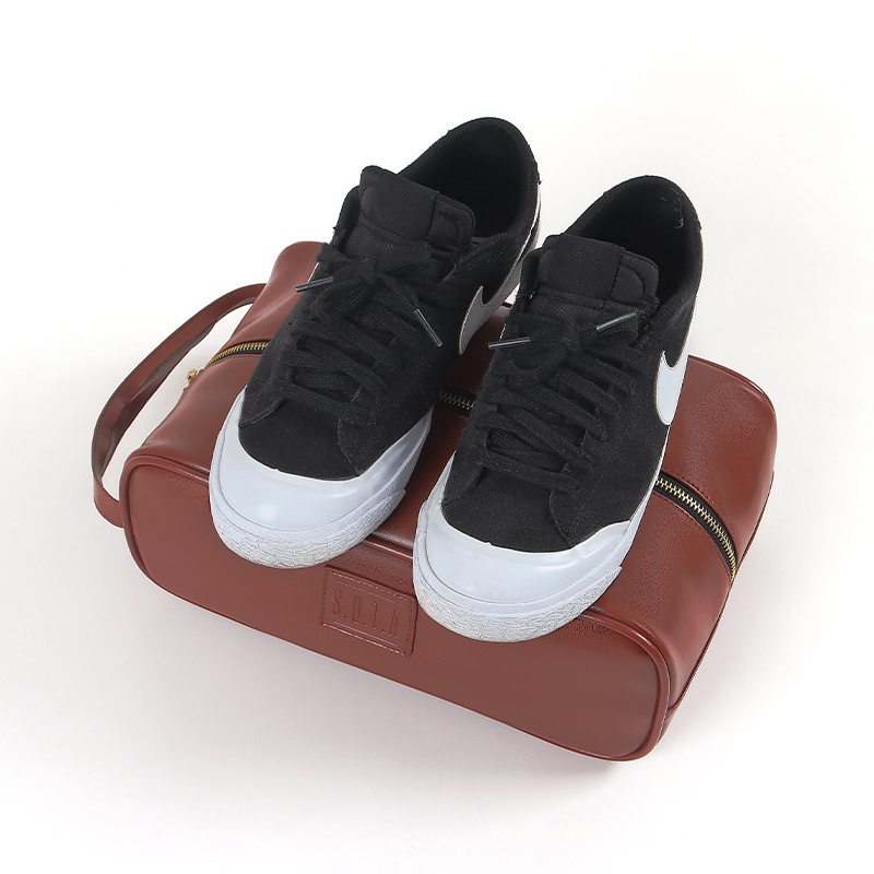 Custom Logo OEM Men's Golf Sport Shoes Storage Organizer Boot Travel Waterproof Portable Luxury Pu Leather Golf Shoe Bag