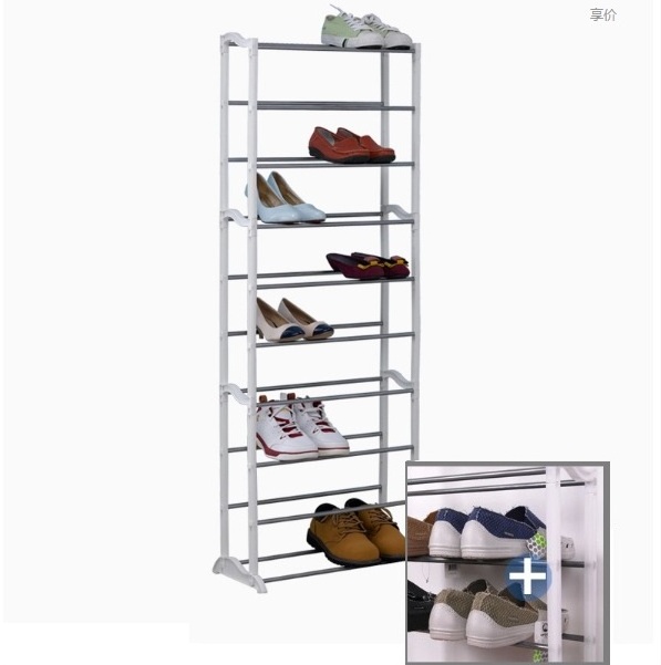 New White ten-layer shoe rack  door Living Room  simple shoe cabinet  Pull out Conrer Metal Stainless Steel Shoe Rack