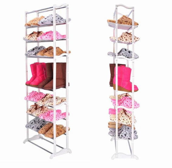 New White ten-layer shoe rack  door Living Room  simple shoe cabinet  Pull out Conrer Metal Stainless Steel Shoe Rack