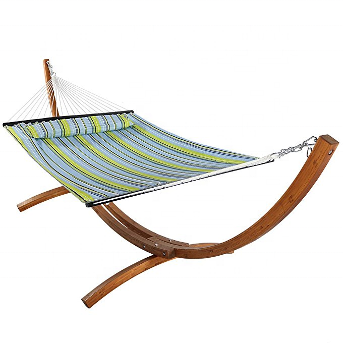 Outdoor portable luxury camping lounge chair garden hanging wooden hammock