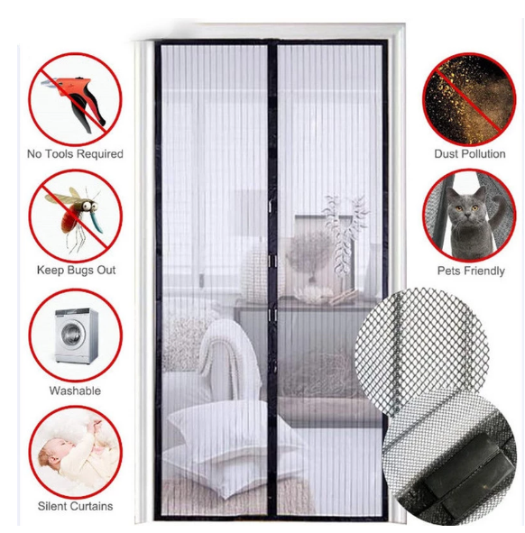 Reinforced Magnetic Mesh Door Curtain Anti Mosquito Insect Fly Bug Curtains Automatic Closing Door Magnetic Mesh Insect Screen