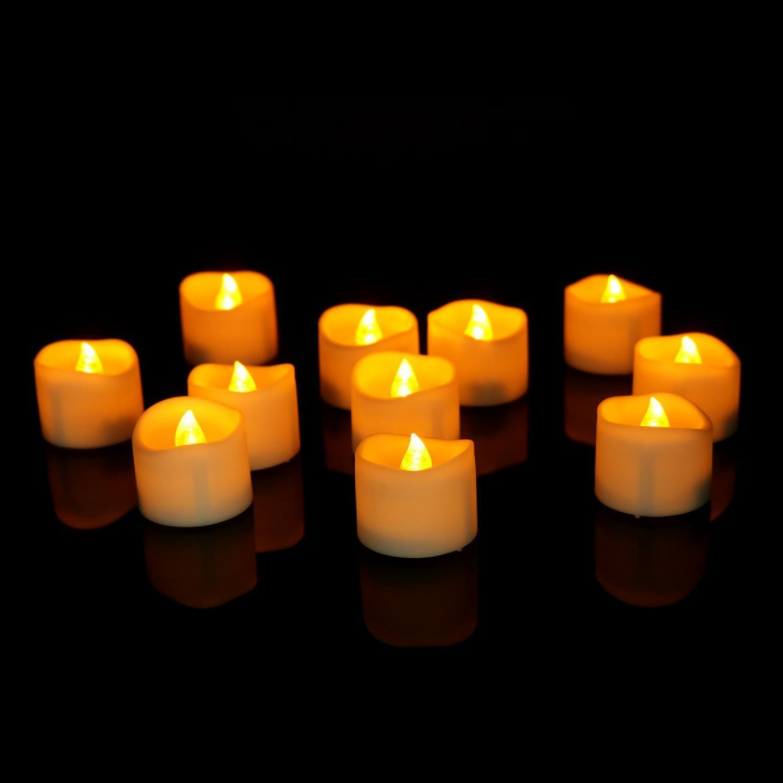 Pack of 12 Flickering Remote Control Candles For Valentine's Day Decoration,Electric Flameless Tealights,Warm white or Yellow