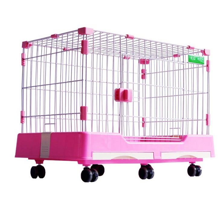 Wholesale good quality metal wire PET crate carge collapsible dog cage pet house with wheels