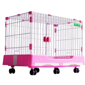 Wholesale good quality metal wire PET crate carge collapsible dog cage pet house with wheels