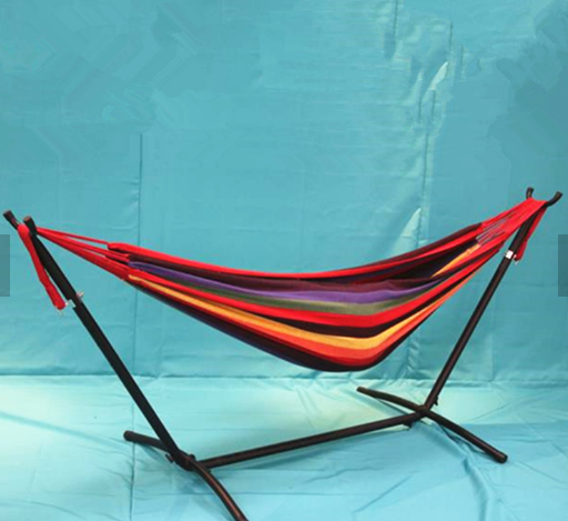 Outdoor camping canvas hammock with metal stand