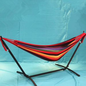 Outdoor camping canvas hammock with metal stand