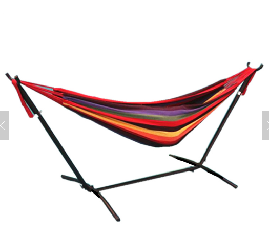 Outdoor camping canvas hammock with metal stand