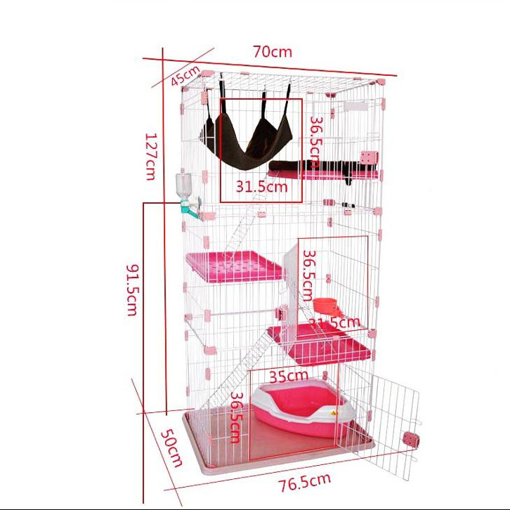 Wholesale good quality pink color folding metal cat cage pet cage