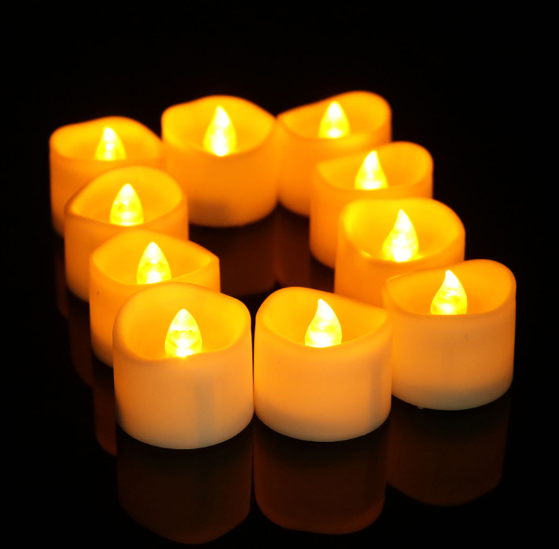 Pack of 12 Flickering Remote Control Candles For Valentine's Day Decoration,Electric Flameless Tealights,Warm white or Yellow