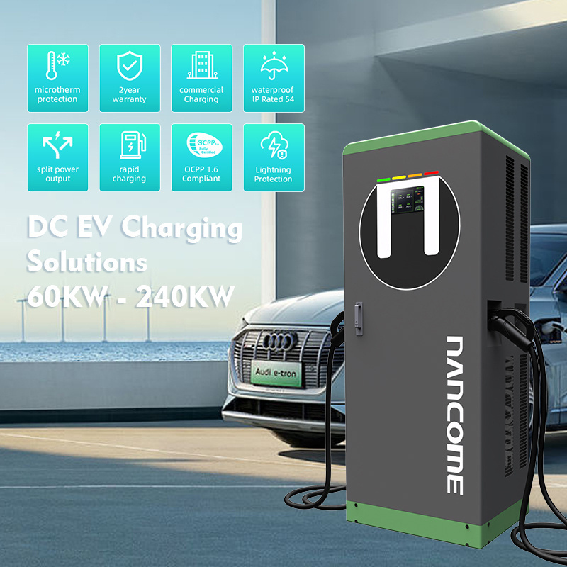 nancome 60kw 220v gb/t dc fast ev electric car mobile charger charging station commercial type 2 duobl gun app Ocpp J1772