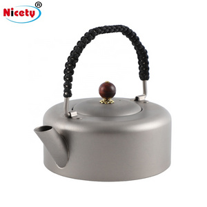 380ml Mini Outdoor Camping Titanium Kettle 12.8oz Pure Titanium Travel Teapot for Hiking Camping Water Kettle