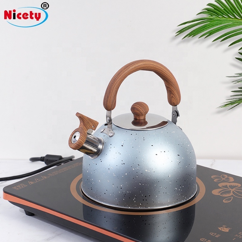 Nicety Customizable Stainless Steel Whistling Tea Kettle with Cool Grip Handle Modern Whistling Tea Pot for Stovetop