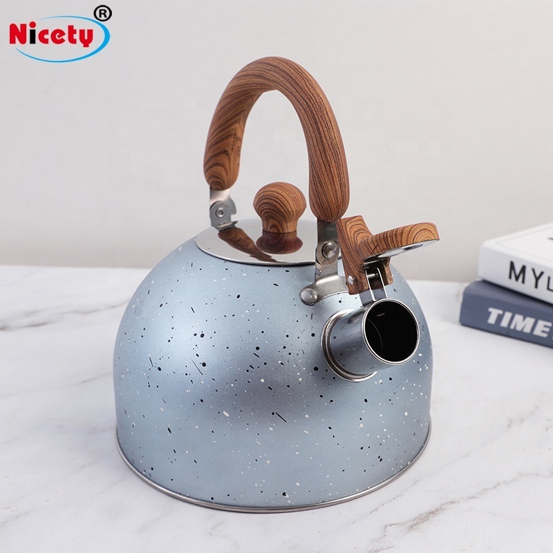 Nicety Customizable Stainless Steel Whistling Tea Kettle with Cool Grip Handle Modern Whistling Tea Pot for Stovetop