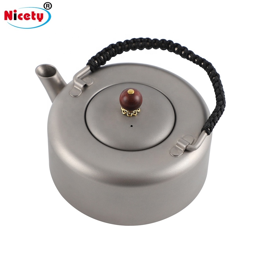 Mountaineering Camping Kettle 380ml Pure Titanium Travel Teapot for Outdoor