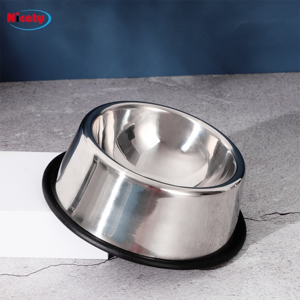 Stainless Steel Pet Bowl with Anti-slip Rubber Ring dog feeder for water