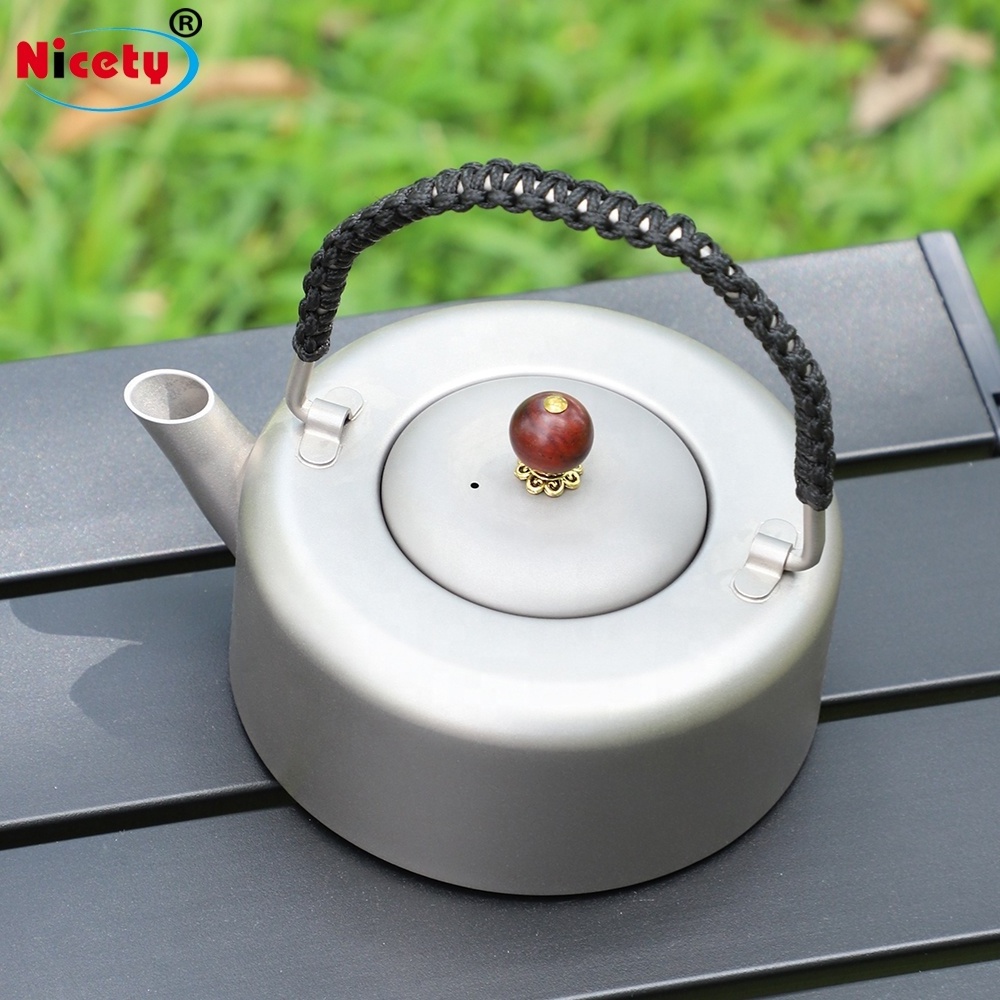 380ml Mini Outdoor Camping Titanium Kettle 12.8oz Pure Titanium Travel Teapot for Hiking Camping Water Kettle