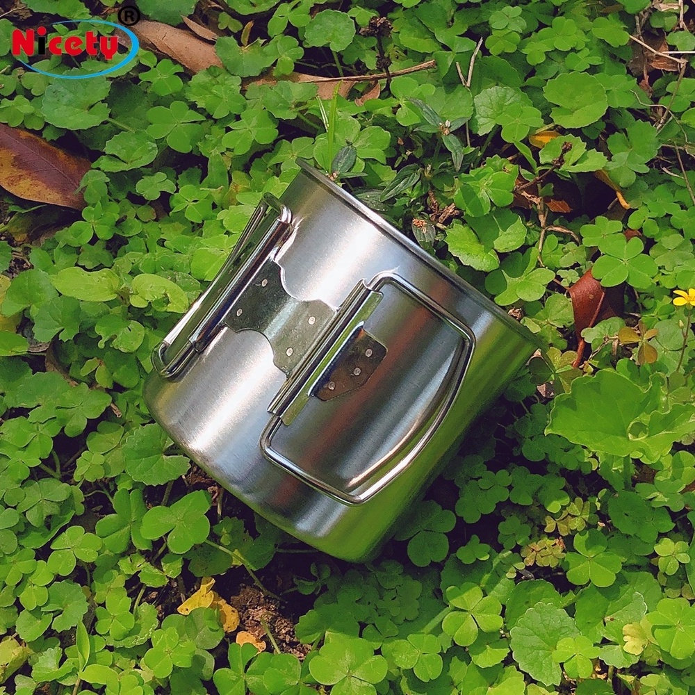 Travel Mug Stainless Steel Cup Folding handle food grade stainless steel 304 mug cup for Camping