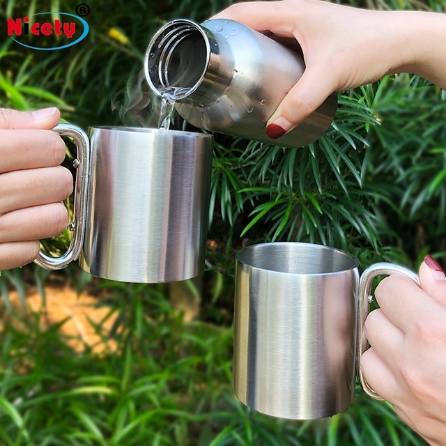 Custom camping mug stainless steel coffee travel mug logo stainless steel sublimation travel carabiner mug