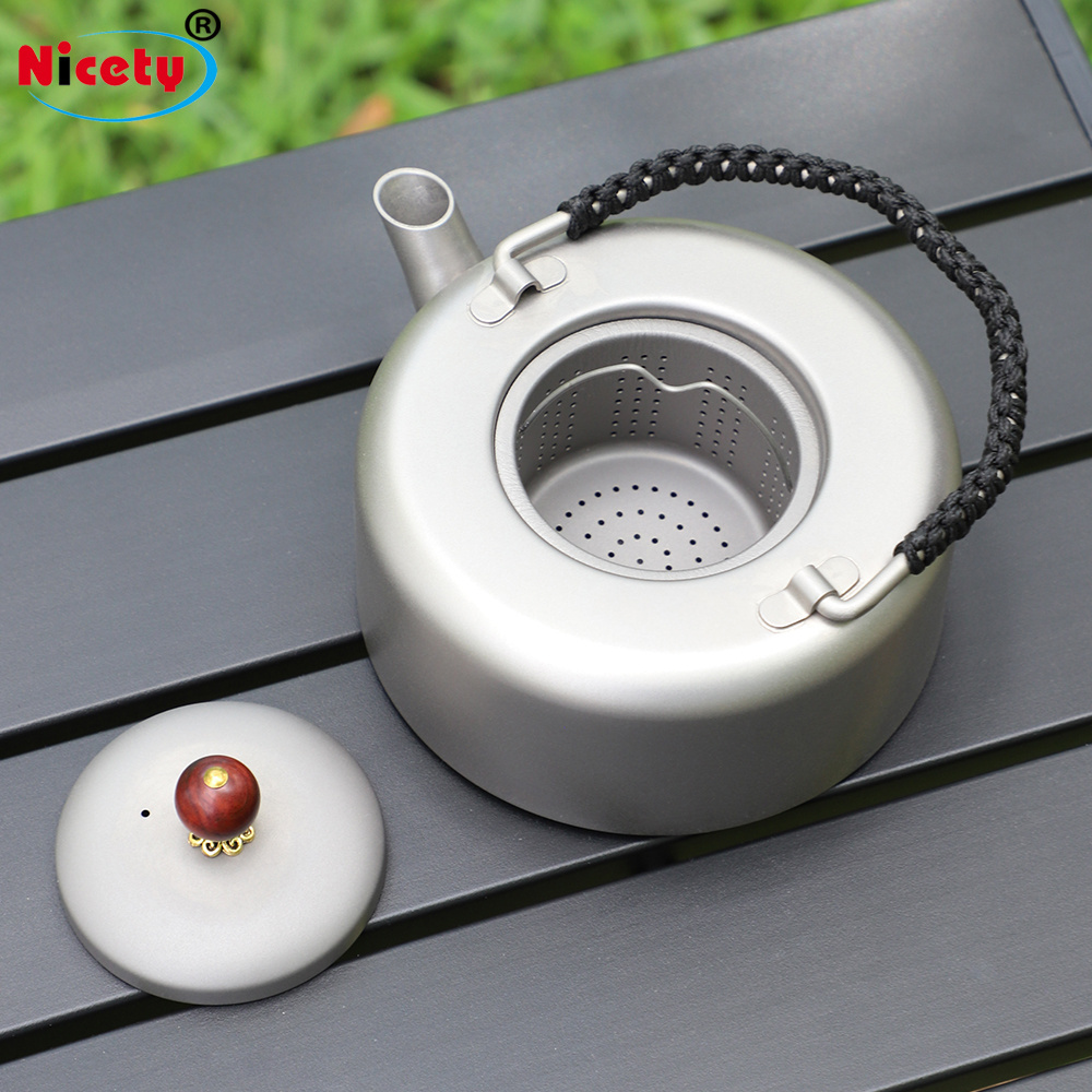 380ml Mini Outdoor Camping Titanium Kettle 12.8oz Pure Titanium Travel Teapot for Hiking Camping Water Kettle