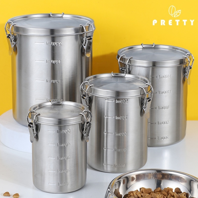 Canister Sets for Kitchen Counter Stainless Steel Airtight Storage jars Storage can for sugar tea candy and spice